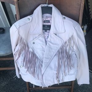 Light pink vintage leather skirt n jacket set!